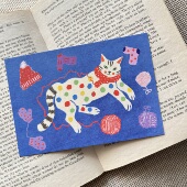 原创 anly明信片｜冬日猫咪 插画 手绘 贺卡 毛线