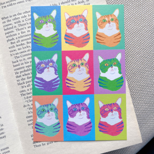 anly明信片｜九宫格阿金 手绘原创插画 贺卡 猫 波普风