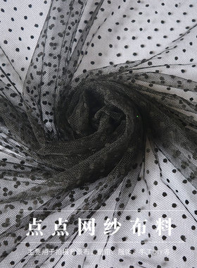 白色点点蕾丝网纱布料窗帘纱帘婚庆拍照背景布连衣裙手工服装面料