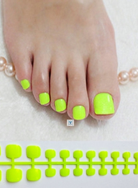 Bright Green Acrylic Fake Toe Nails Square Press On Nails