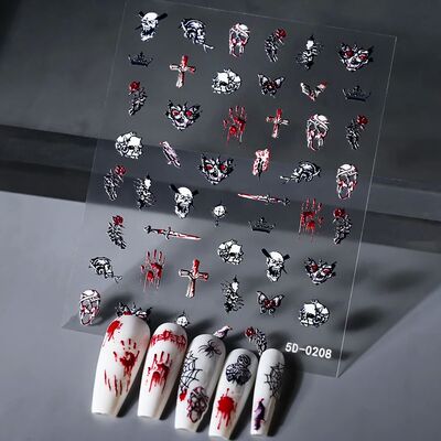 1Pcs Halloween 5D Ghost Cartoon Nail Sticker 10.5*8cm Cartoo