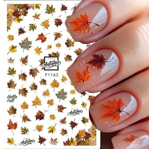 3d Stickers Autumn Winter Dry Red Gold Brown Maples Leaves N