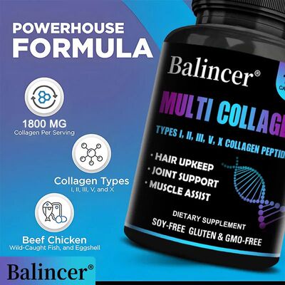 Multi Collagen Supplement 1800mg - Hair Upkeep,Joint Support