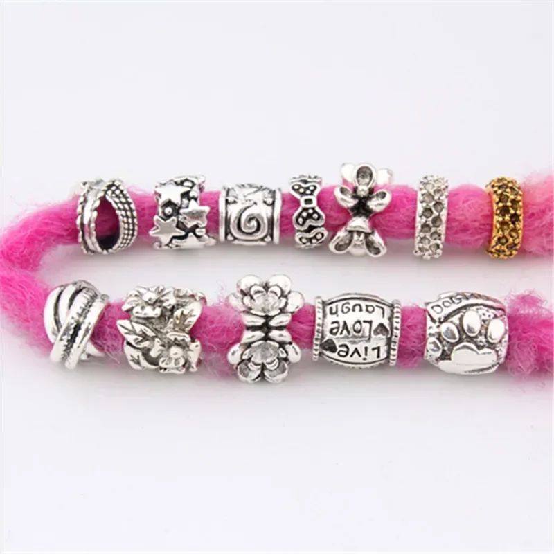 5pcs Metal African Hair Rings Beads Cuffs Tubes Charms Dread