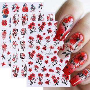 Spring Safflower Series Henna Stickers Peach Blossom Plum Bl