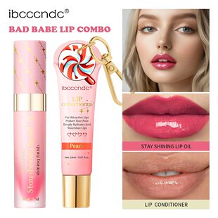 Bad Babe Lip Combo Peach and Clear Lip Gloss Combo with A Ke