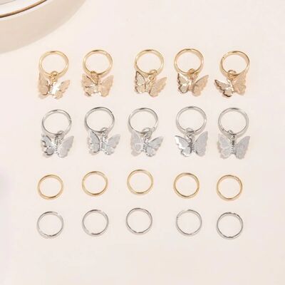 20Pcs Hair Clip Rings Mixed Styles Animal Heart Leaf Flower
