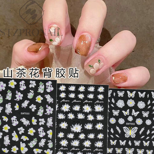 Camellia Henna Sticker Japanese Manicure Cherry Blossom Peon