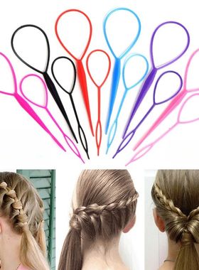 Popular 2Pc Ponytail Creator Plastic Loop Styling Tools Blac