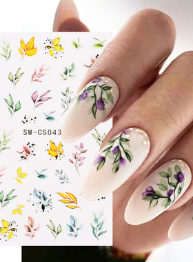 Spring And Summer Plant Nail Stickers Watercolor Vignette Le