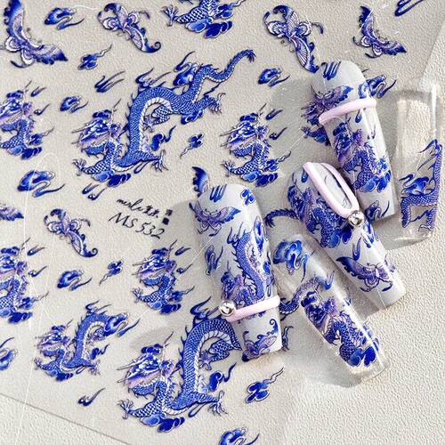 Retro Embroidered Dragon Red Pink Blue White Porcelain Chine