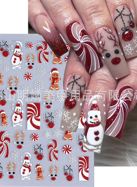 Glitter Nail Art Christmas Stickers Christmas Holiday Snowma
