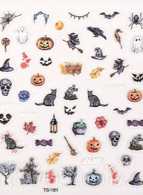 New 5D Halloween Nail Stickers Water Transfer Decals Cartoon