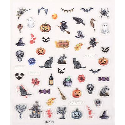 New 5D Halloween Nail Stickers Water Transfer Decals Cartoon