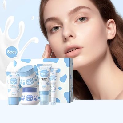 5pcs/box Milk Skin Care Sets Sunscreen Facial Cleanser Face