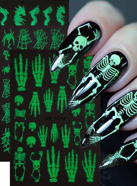 3pcs Luminous Halloween Element Nail Stickers GlowInThe Dark