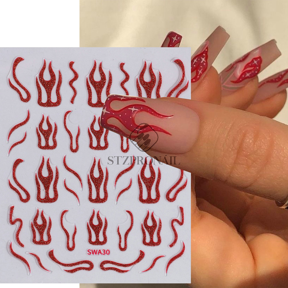 Nail Sticker Wind Glitter Flame Sweet Cool Spice Girl Simple