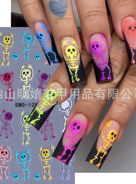 Halloween Nail Sticker Color Skull Skull Skull Halloween Glu