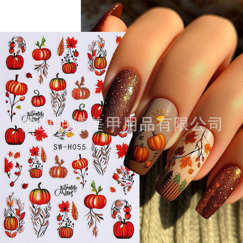 Autumn Nail Stickers Maple Leaf Flash Gold Bronzing Autumn P