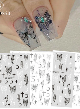 Hot Silver Nail Sticker Hot Silver Liquid Butterfly Elegant