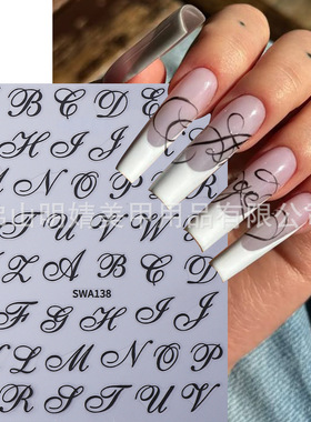 Nail Sticker Retro English Letter Flower Word 3d Nail Adhesi