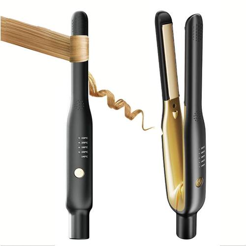 2-in-1 Mini Hair Straightener Curler - Ceramic Fast Heating