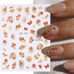 Nail Stickers Spring Tulip Flowers 3d Nail Back Adhesive Nai