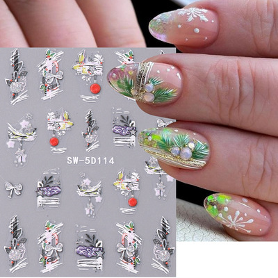 Christmas Relief Sticker 3D Relief Manicure Snowflake Christ