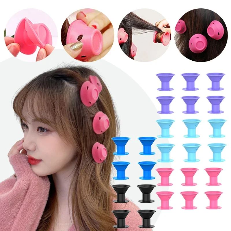 5/10/20pcs Soft Rubber Silicone Heatless Hair Curler Twist H