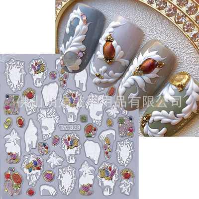 Rococo Wind Anaglyph Nail Sticker Gypsum Anaglyph Flower Col