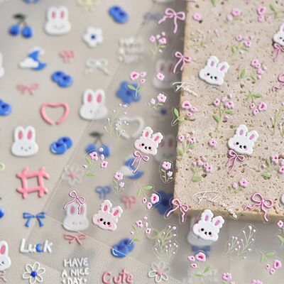 1pcs 5D Kawaii Rabbit Nail Stickers Japanese Japanese Cartoo