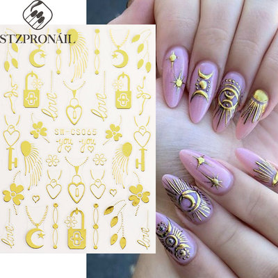 Valentine's Day Nail Stickers Bronzing Silver Star Moon Sun