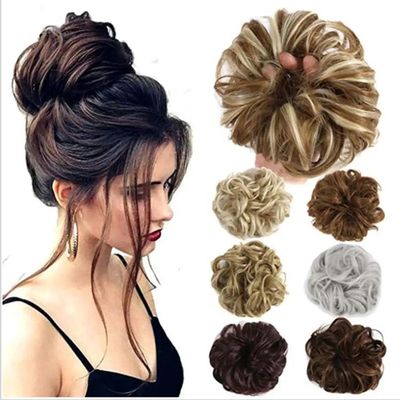 Curly Messy Bun HairPc Hair Scrunchie Fake Natural Look Wig
