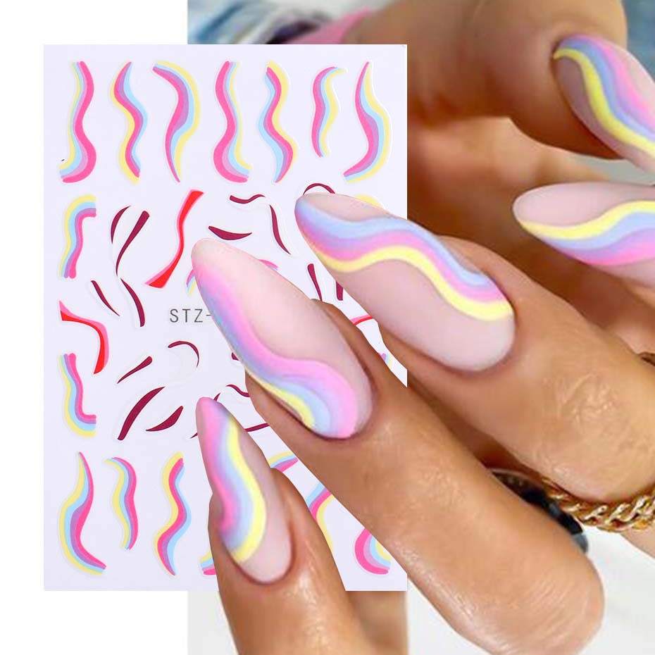 Irregular Lines Nail Stickers Belong To The Sense Of Color C