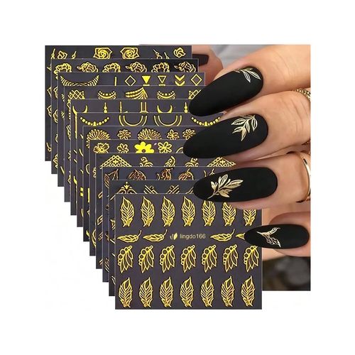 Mix 30pcs Gold French Line Nail Art Stickers Stripes Wave Me