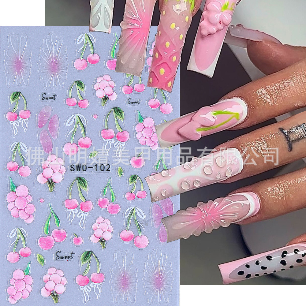 Micro-carved Nail Stickers Gradient Pink Purple Sea Shell St