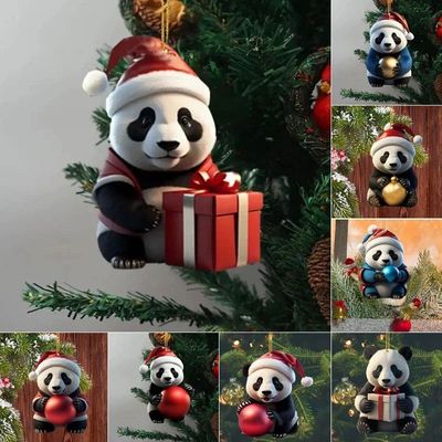 New Acrylic Panda Pendant Christmas Panda Doll with creative