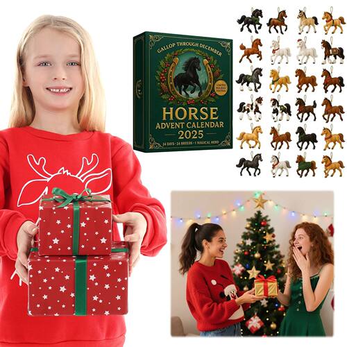 Horse Advent Calendar with 24 Unique 2D Flat Acrylic Horse O