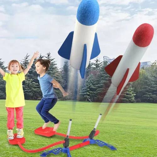 Kids Air Rocket Foot Pump Launcher Toys Sport Game Jump Stom