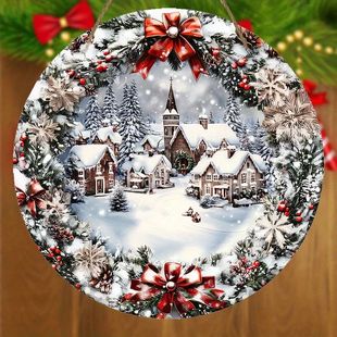 Relief Winter Ice Effect Sign Wooden Christmas Flat