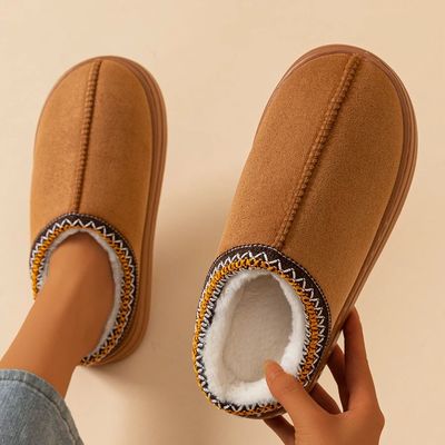 Winter Women's Slippers Boots Fashion Fuzzy Fur Anti-slip So