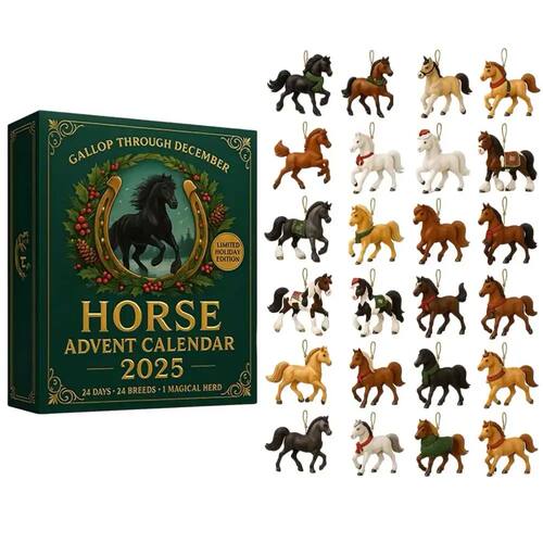 Horse Advent Calendar with 24 Unique 2D Flat Acrylic Horse O