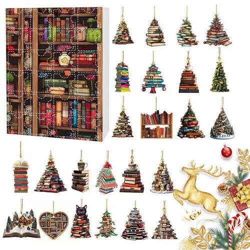 Christmas Tree Shape Bookshelf Pendant Advent Calendar 24 Da