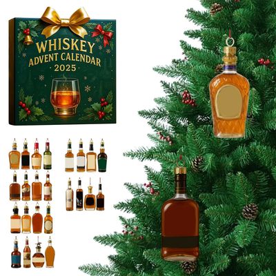 Whiskey Advent Calendar with 24 Pendant Christmas Calendars