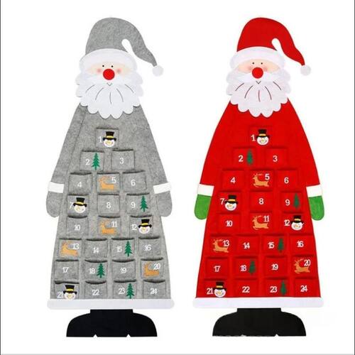 Xmas Countdown Calendar Reusable Thick Felt Wall Hanging Chr