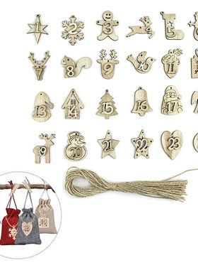 Christmas Advent Calendar Bag labels Set 24 Days Burlap Adve
