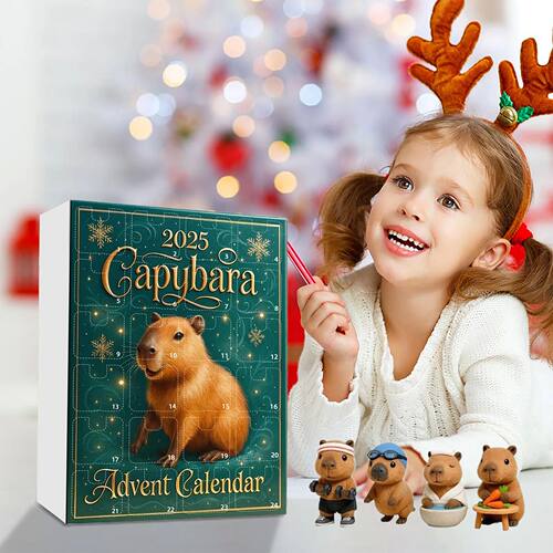Capybara Christmas Advent Calendar with 24 2D Capybara Ornam