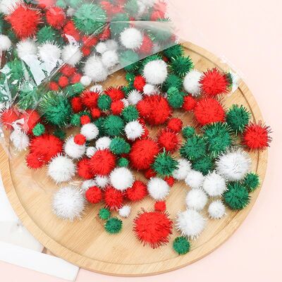 50/100Pcs 1-3cm Red Green Fuzz Ball For DIY Handmade Xmas Tr