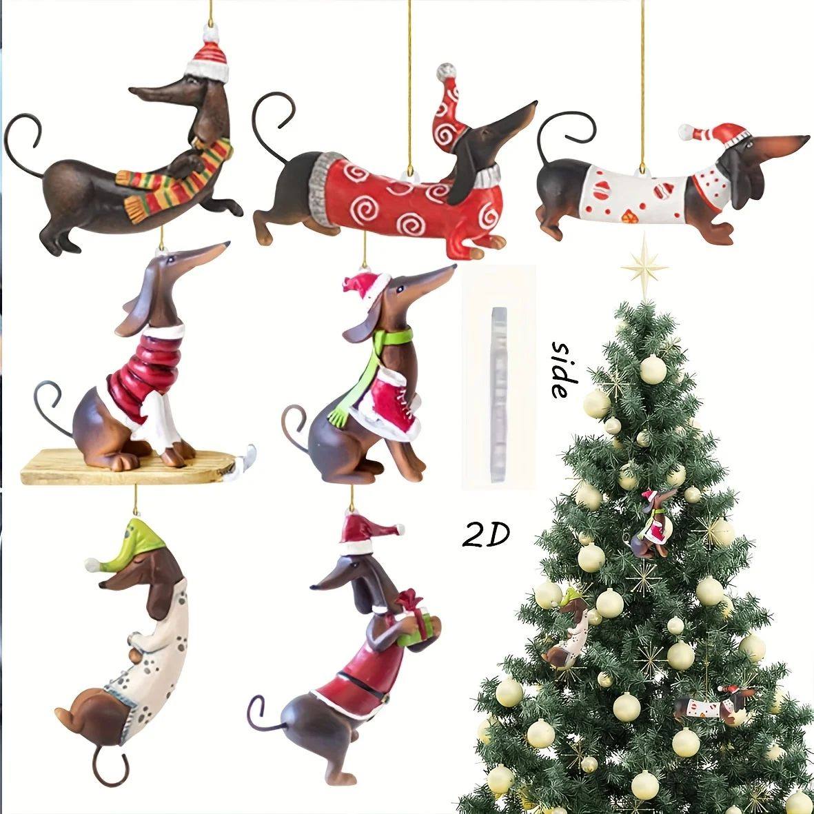 Christmas Dogs Ornament Double Sided Acrylic Christmas Tree