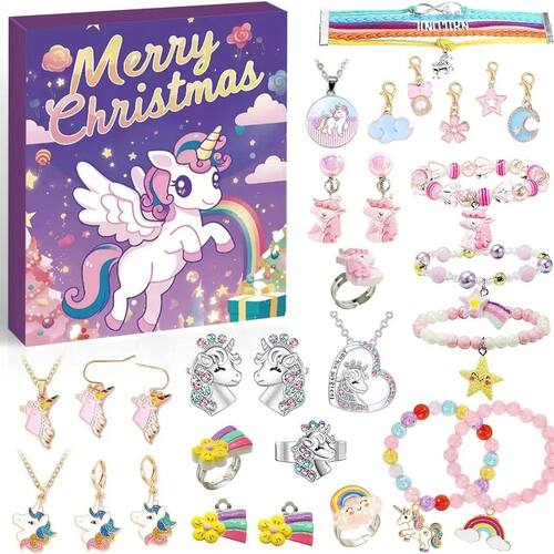 24 Grid Christmas Necklace Earrings Bracelet Gift Box Blind